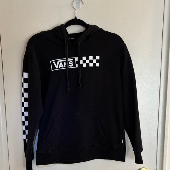Vans Women’s Hoodie Sweatshirt Checkerboard Sleeve Black Skater Size XS/S - Picture 4 of 10